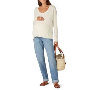 HATCH Cream Wool Cashmere Scoop Neckline Maternity Layering Neck Top size 0